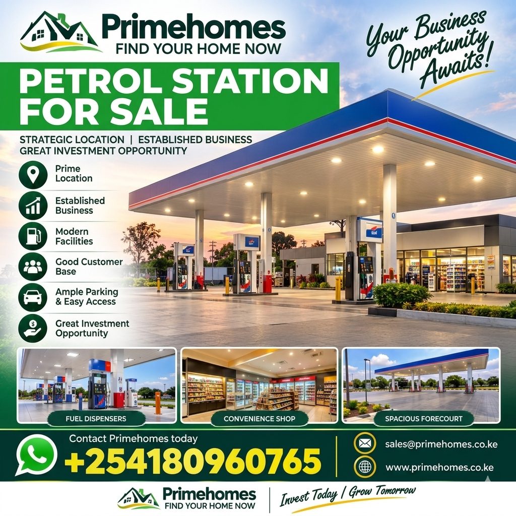 Petrol station for sale in Kenya – established fuel station with convenience shop and spacious forecourt