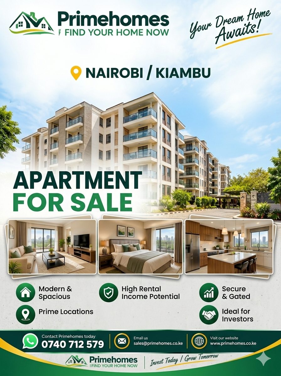 Modern apartment building for sale in Nairobi Kiambu by Primehomes